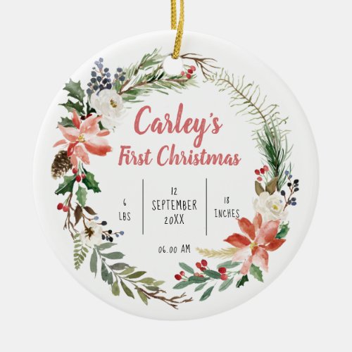 Personalized Baby First Christmas Ceramic Ornament