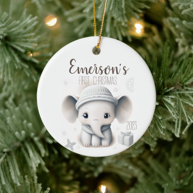 Personalized Baby first Christmas  Ceramic Ornament (Tree)