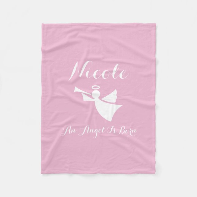 Personalized baby fleece blanket An angel is born (Front)