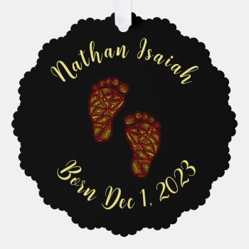 Personalized Baby Footprints (photo On Back) Ornament Card by scribbleprints at Zazzle