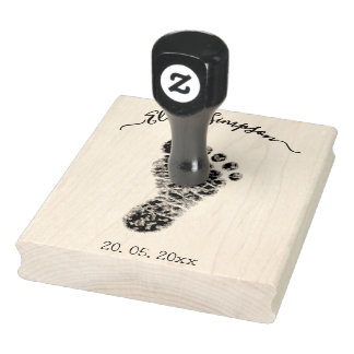 Personalized Baby Footprints Stamp, Newborn Rubber Stamp