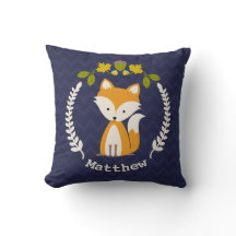 Personalized Baby Fox Wreath Pillow - Boy