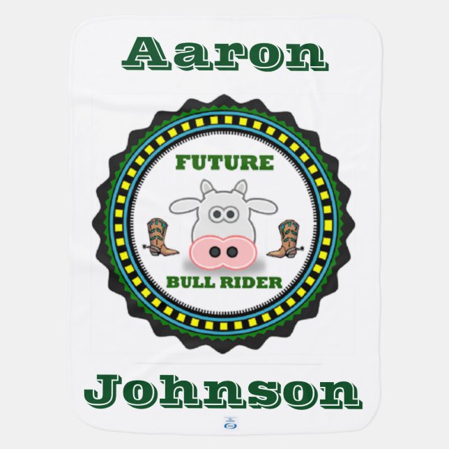 Personalized Baby Future Bull Rider With Boots Swaddle Blanket (Back)