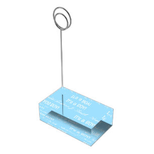 Personalized Baby Gender Reveal It's a Boy! Blue Place Card Holder