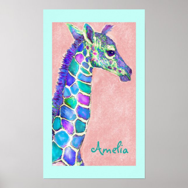 personalized baby giraffe art poster (Front)