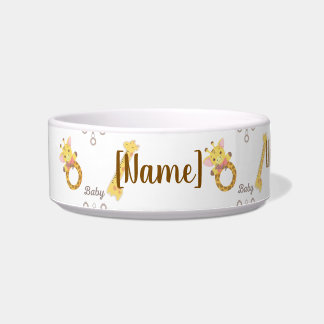 Personalized Baby Giraffe Pet Bowl – Cute "Want to