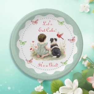 Personalized Baby Girl and her Puppy Baby Shower Paper Plates