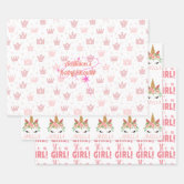 Cute Baby Footprints Pink Girl Theme Wrapping Paper Sheets