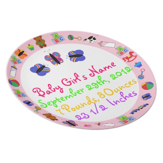 PERSONALIZED Baby Girl Birth Keepsake Plate (Right Side)