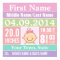 Personalized Baby Girl Birth Stats Poster