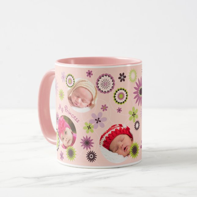 Personalized Baby Girl Birthday Photo Collage Mug (Front Left)