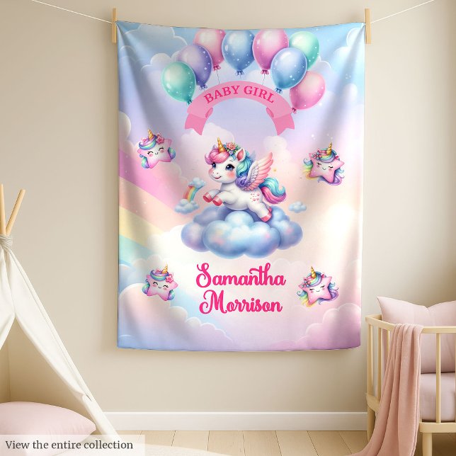 Personalized Baby Girl Blanket Unicorn Rainbow (Personalized Baby Girl Blanket Unicorn Rainbow)