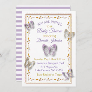 Personalized Baby Girl  Butterfly Baby Shower Invitation
