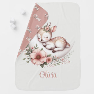 Personalized Baby Girl Deer blanket