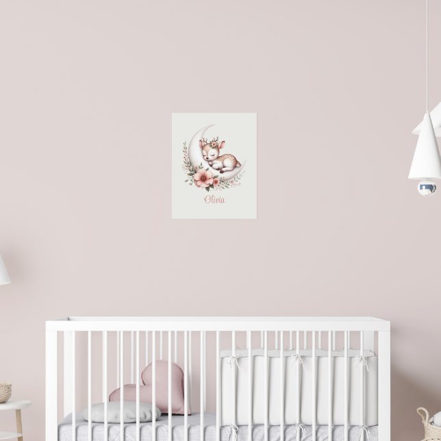 Personalized Baby Girl Deer  Poster (Nursery 2)