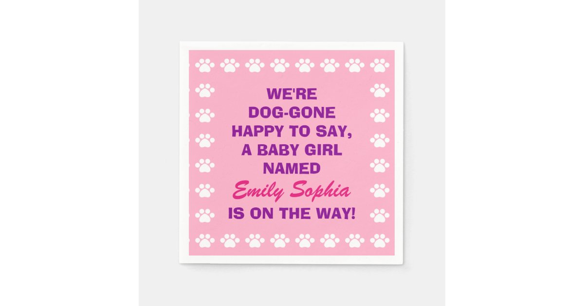 Personalized Baby Girl Dog Themed Baby Shower Napkins Zazzle