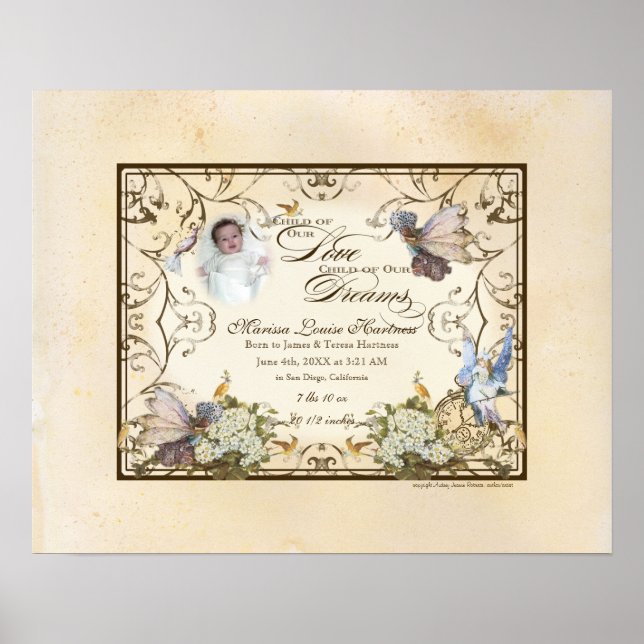 Personalized Baby Girl - Enchanted Faerie Princess Poster (Front)