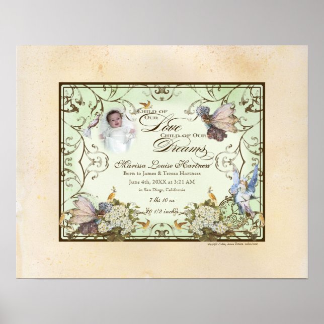 Personalized Baby Girl - Enchanted Faerie Princess Poster (Front)