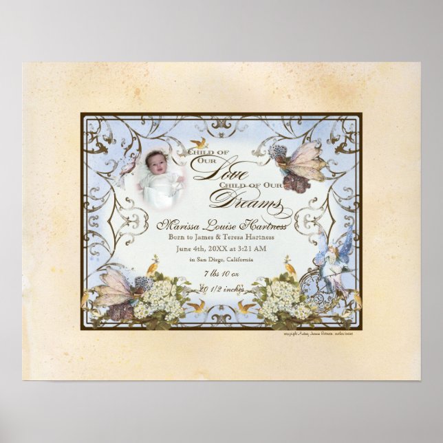 Personalized Baby Girl - Enchanted Faerie Princess Poster (Front)