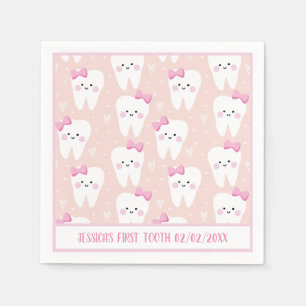 Personalized Baby Girl First Tooth Paper Napkin