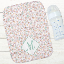 Personalized Baby Girl Floral Baby Burp Cloth