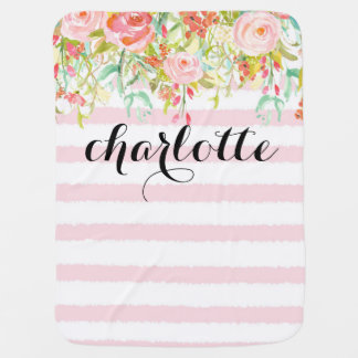 Personalized Baby Girl Floral Blanket