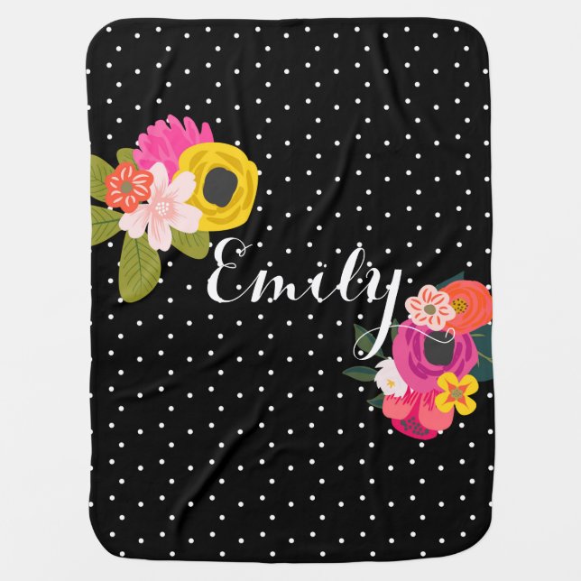 Personalized Baby Girl Floral Blanket (Front)