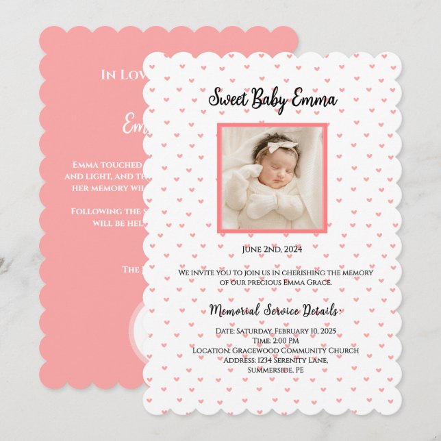 Personalized Baby Girl Funeral Invitations (Front/Back)