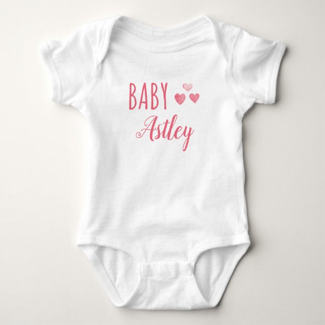 Personalized Baby girl Hearts name  Baby Bodysuit (Front)