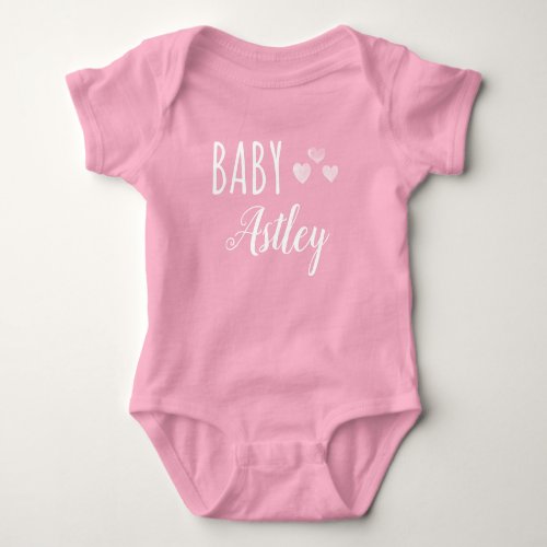Personalized Baby girl Hearts name Baby Bodysuit