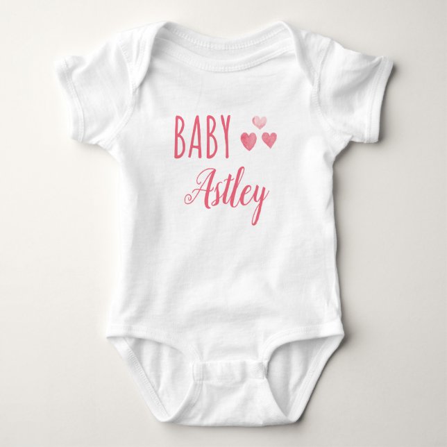 Personalized Baby girl Hearts name  Bodysuit (Front)