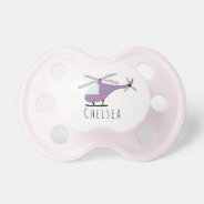 Personalized Baby Girl Helicopter Aircraft & Name Pacifier at Zazzle