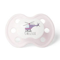 Personalized Baby Girl Helicopter Aircraft & Name Pacifier