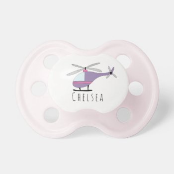 Personalized Baby Girl Helicopter Aircraft & Name Pacifier by Simply_Baby at Zazzle