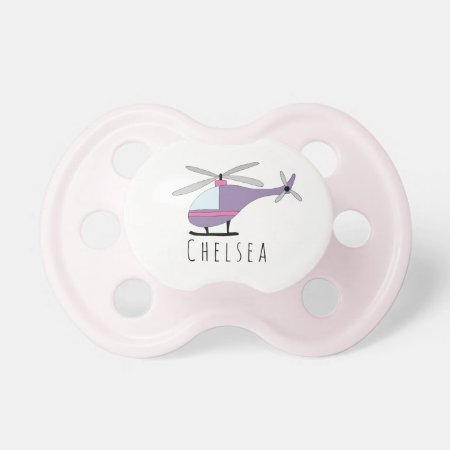 Personalized Baby Girl Helicopter Aircraft & Name Pacifier