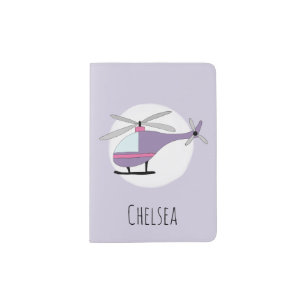 Personalized Baby Girl Helicopter & Name Passport Holder