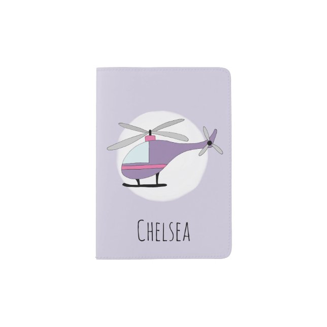 Personalized Baby Girl Helicopter & Name Passport Holder (Front)