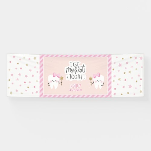 Personalized Baby Girl I got my First Tooth banner