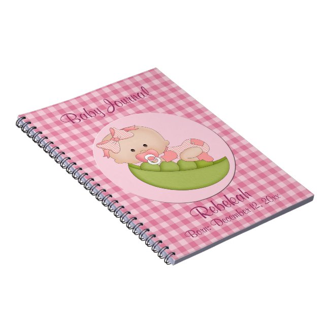 Personalized Baby Girl in a Pod Pink Baby Journal (Right Side)