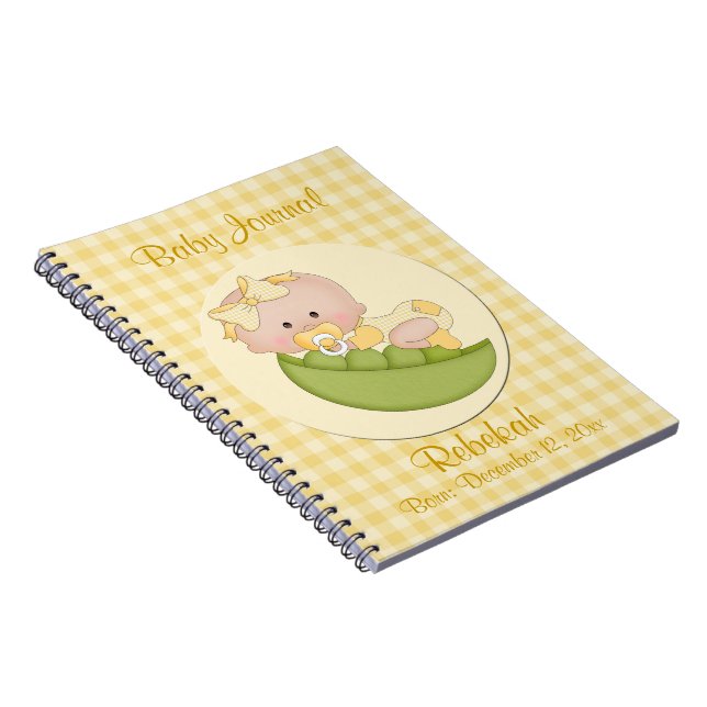 Personalized Baby Girl in Pod Lemon Baby Journal (Right Side)