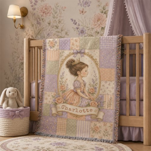 Personalized Baby Girl Little Princess Cameo Throw Blanket