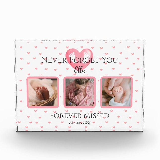 Personalized Baby Girl Memorial Photo Keepsake Block (Front)