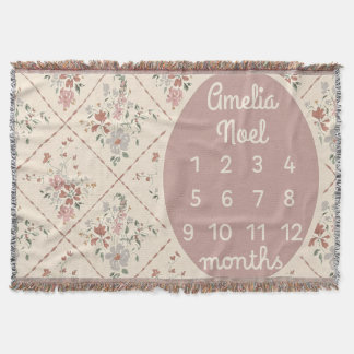 Personalized Baby Girl Milestone Blanket Customize