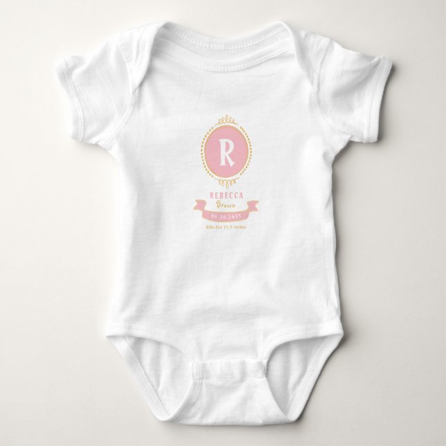 Personalized baby girl monogram keepsakes baby bodysuit (Front)