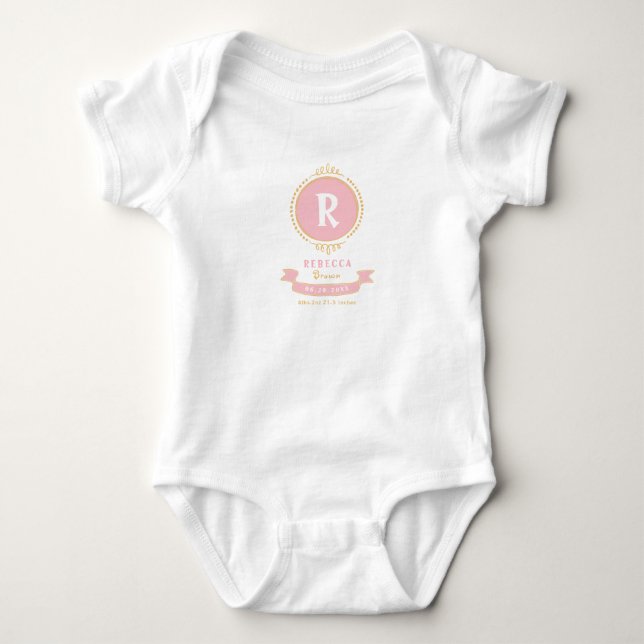 Personalized baby girl monogram keepsakes bodysuit (Front)