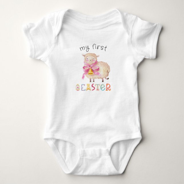 Personalized Baby Girl My 1st Easter Lamb Baby Bodysuit (Front)