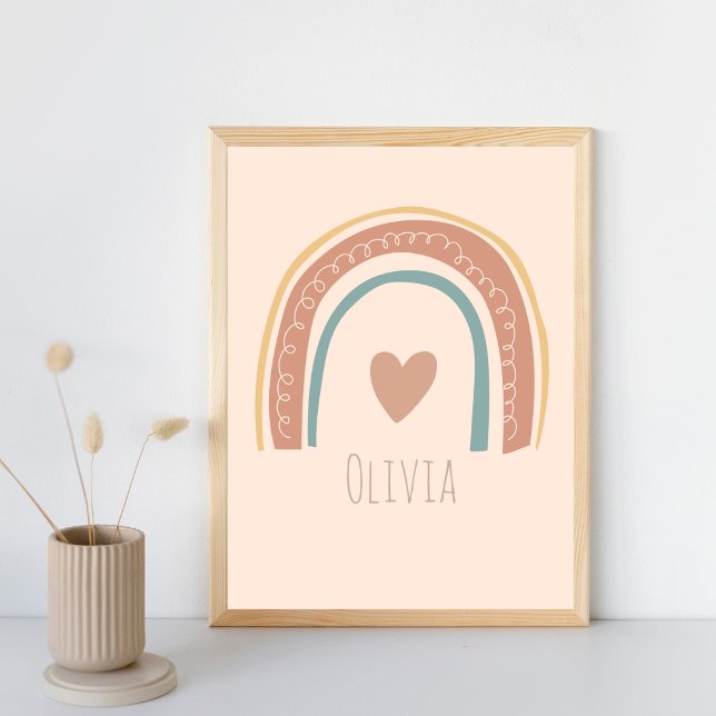 Personalized Baby Girl Name Rainbow Nursery Wall Poster (Creator Uploaded)