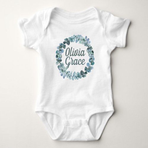 Personalized Baby Girl Name with Floral Wreath Baby Bodysuit