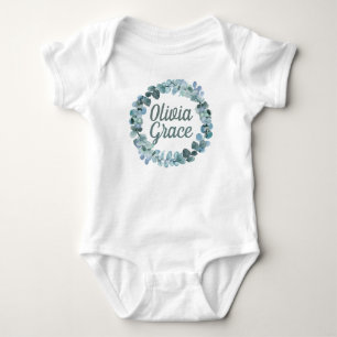 Personalized Baby Girl Name with Floral Wreath Bodysuit