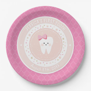 Personalized Baby Girl Party Pink Paper Plate